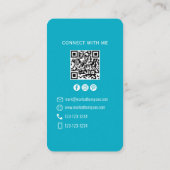 Foto QR-code Verbind met mij Teal Modern Visitekaartje (Achterkant)