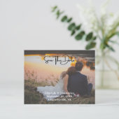 Foto QR Code Verloving Weddenschap Save the Date Briefkaart (Staand voorkant)