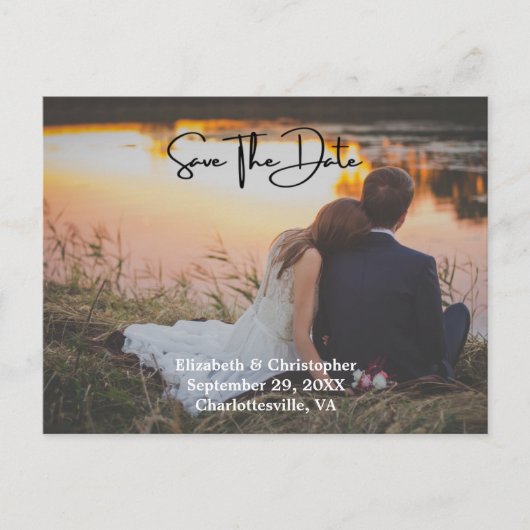 Foto QR Code Verloving Weddenschap Save the Date Briefkaart (Voorkant)