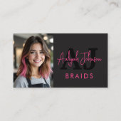 Foto QR Code Vlechten Haarstylist Typografie Visitekaartje (Voorkant)