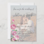 Foto QR Code Waterverf Roze Rose Wedding Kaart (Voorkant)