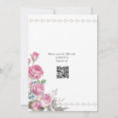 Foto QR Code Waterverf Roze Rose Wedding Kaart (Achterkant)