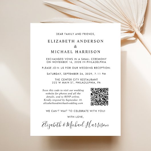 Foto QR Code Weddenschappen Reception Invitation