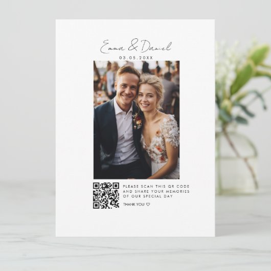 Foto QR Code Wedding Galery Kaart (Staand voorkant)
