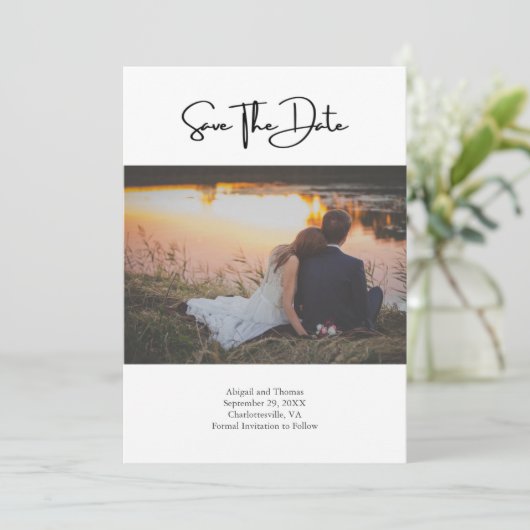 Foto QR code Wedding Website Modern Trendy Save The Date (Staand voorkant)