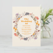 Foto QR Code Wildflower Krans Groen Bruiloft Kaart (Staand voorkant)