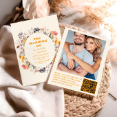 Foto QR Code Wildflower Krans Groen Bruiloft Kaart