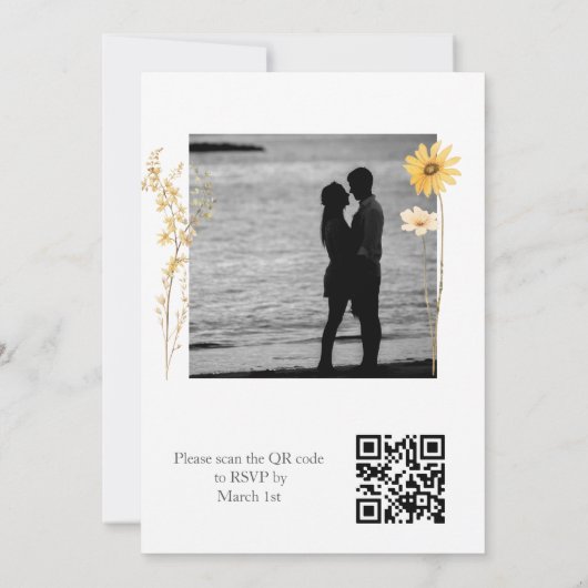 Foto QR Code Wildflower Wedding Kaart (Achterkant)