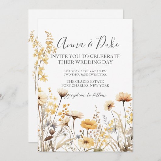 Foto QR Code Wildflower Wedding Kaart (Voorkant / Achterkant)