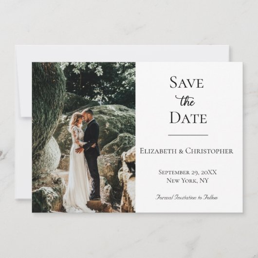 Foto QR Code Zwart Wit Formele Elegante Bruiloft Save The Date (Voorkant)