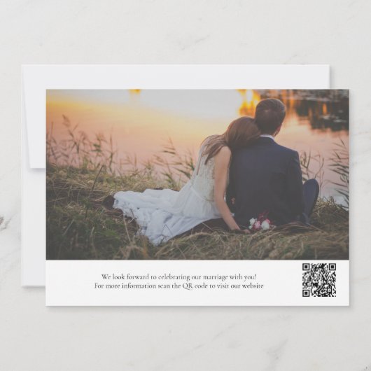 Foto QR Code Zwart Wit Formele Elegante Bruiloft Save The Date (Achterkant)