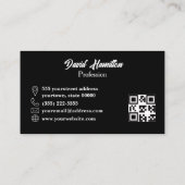 Foto QR CODE Zwart Wit Geel Geometrisch Visitekaartje (Achterkant)