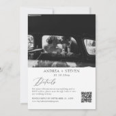 Foto QR-code Zwart-wit Trouwfeest Kaart (Achterkant)