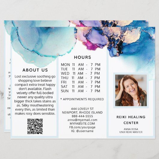 *~* Foto QR drivoudig Brochure Abstracte menuprijs (Voorkant / Achterkant)