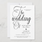 Foto QR Modern Black Script Wedding Kaart (Voorkant)