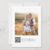 Foto QR Modern Black Script Wedding Kaart (Achterkant)