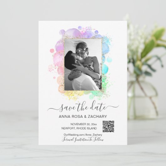 *~* Foto QR - Pastel bewaart de DATE Website AR6 i Kaart (Staand voorkant)