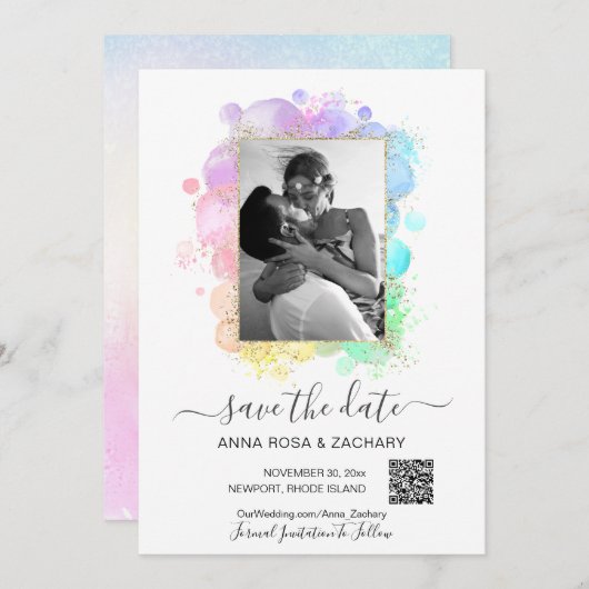 *~* Foto QR - Pastel bewaart de DATE Website AR6 i Kaart (Voorkant / Achterkant)