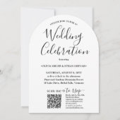 Foto & QR RSVP Eenvoudig Script Huwelijksfeest Kaart (Voorkant)