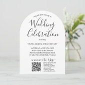 Foto & QR RSVP Eenvoudig Script Huwelijksfeest Kaart (Staand voorkant)