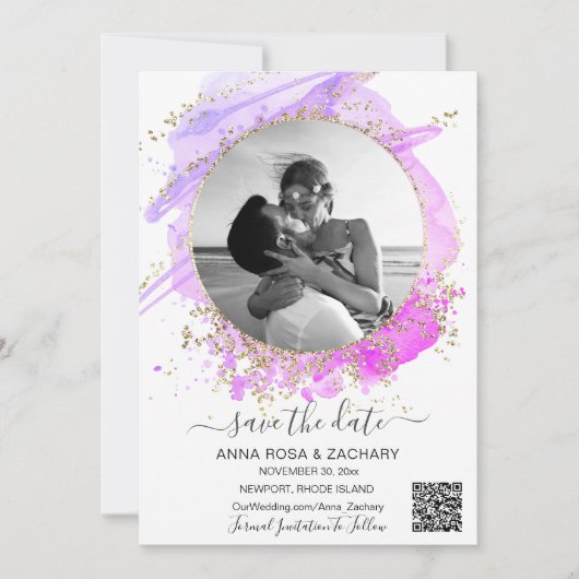 *~* Foto QR WEDDING SAVE DATE Website AR6 Kaart (Voorkant)