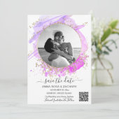 *~* Foto QR WEDDING SAVE DATE Website AR6 Kaart (Staand voorkant)