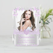 Foto: Quinceanera 15e Lila Zijderzijde zijde zijde Kaart (Staand voorkant)