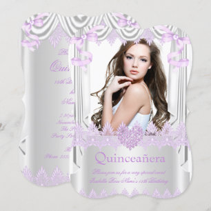 Foto Quinceanera 15e Seringehart Zijde Kant Kaart