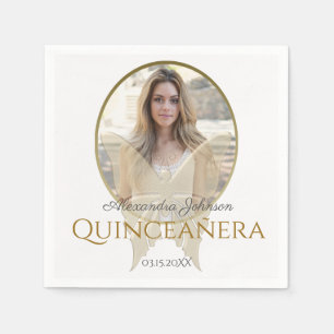Foto Quinceanera 15e verjaardag gouden vlinder Servet