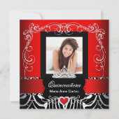 Foto Quinceanera 15th Birthday Red Zebra Kaart (Voorkant)