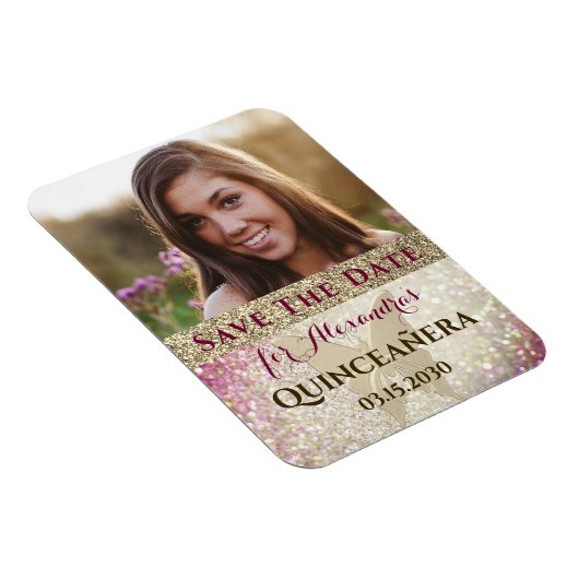 Foto Quinceanera Birthday Save the Date Magneet (Rechterzijde)