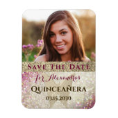 Foto Quinceanera Birthday Save the Date Magneet (Verticaal)
