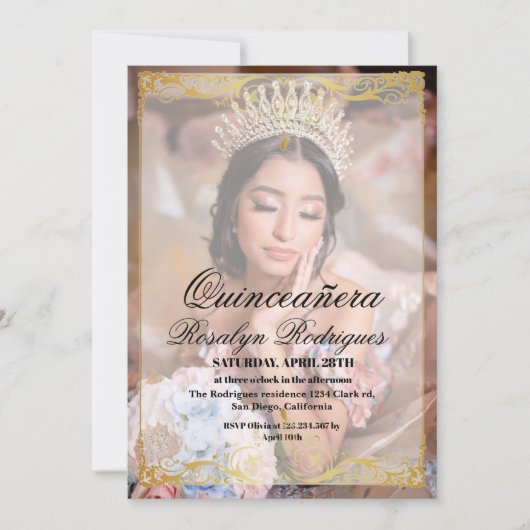 Foto Quinceañera Boheemse Script Kaart (Voorkant)