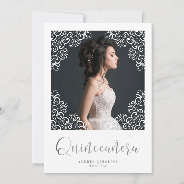 Foto Quinceañera Español Efecto Encaje Blanco (Voorkant)