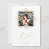 Foto Quinceañera Español Efecto Encaje Dorado Kaart (Voorkant)