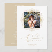 Foto Quinceañera Español Efecto Encaje Dorado Kaart (Voorkant / Achterkant)