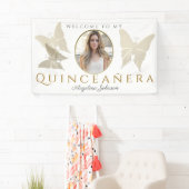 Foto Quinceanera gouden vlinder welkom Spandoek (Insitu)