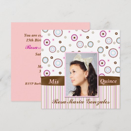 Foto Quinceañera Uitnodiging (Voorkant / Achterkant)