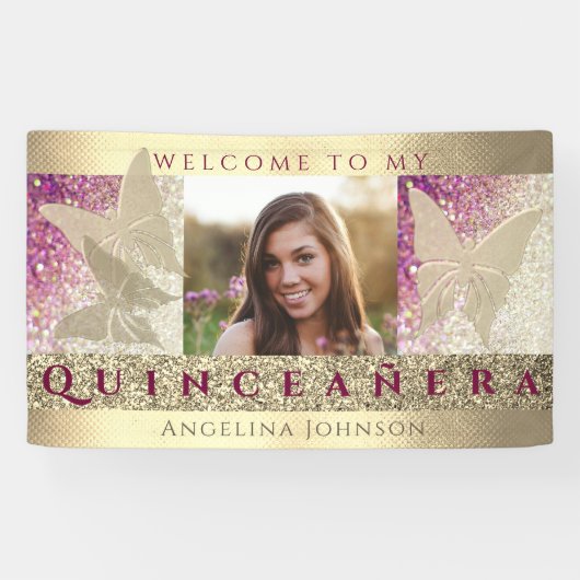 Foto Quinceanera Verjaardag Spandoek (Horizontaal)