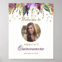 Foto Quinceanera Welkom Bord Amethyst