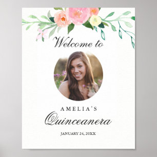 Foto Quinceanera Welkom Bord Botanisch Poster