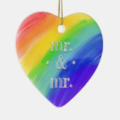 Foto + Rainbow LGBT Mr. & de heer Waterverf Keramisch Ornament (Rechts)
