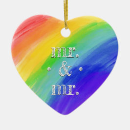Foto + Rainbow LGBT Mr. & de heer Waterverf Keramisch Ornament