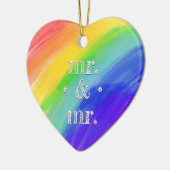 Foto + Rainbow LGBT Mr. & de heer Waterverf Keramisch Ornament (Links)