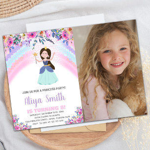 Foto Rainbow Pink Princess Uitnodigingen voor verj