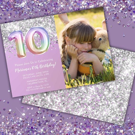 Foto Rainbow Sparkle 10e verjaardag Kaart