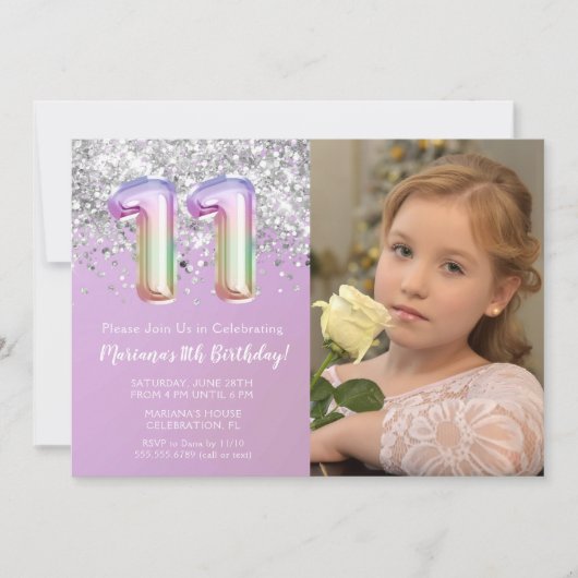 Foto Rainbow Sparkle 11e verjaardag Kaart (Voorkant)