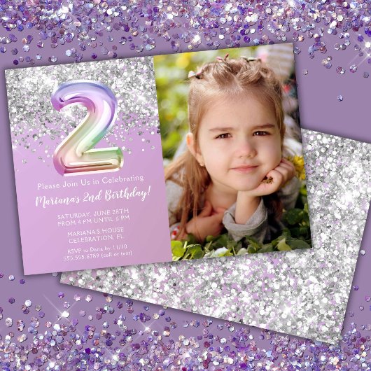 Foto Rainbow Sparkle 2e Verjaardag Kaart