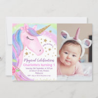 Foto Rainbow Stars Unicorn Birthday Invitation