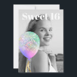 *~* FOTO - Rainbow Sweet 16 ballon AP29 Birthday Kaart<br><div class="desc">(zoek AP29 voor gelijkaardige design op diverse producten) (Dit ontwerp kan gemakkelijk aan OM HET EVEN WELKE AGE of GEBEURTENIS worden aangepast) Bereik uit als u hulp nodig hebt. *~* Energy Enhanced SWEET 16 Birthday Invitation. Verander/geef de tekst en FOTO van het zoete 16 Meisje van de Dag uit. Abstracte...</div>